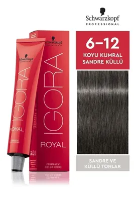 IGORA Royal Küllü Tonlar 6-12 Koyu Kumral Sandre Küllü Saç Boyası 60ml