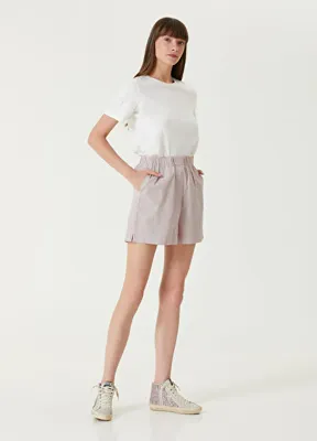 Golden Goose Pembe Çizgi Desenli Mini Şort