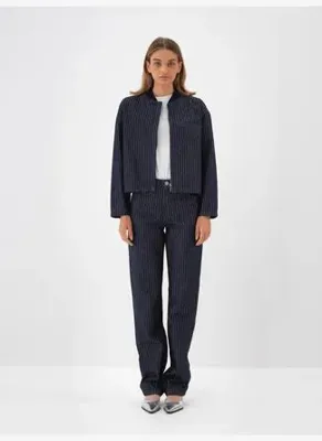 Xint Lacivert Pamuk Dokulu Oversize Ceket