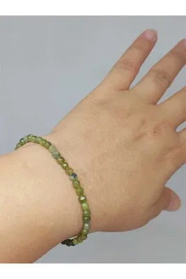 Yasamtohumu Peridot (Zebercet) Taşı Faset Kesim Bileklik 4mm (51652)