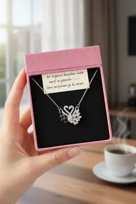 perry accessories swan çift kuğulu kolye kararmaz çelik çift kuğu kolye sevgiliye hediye