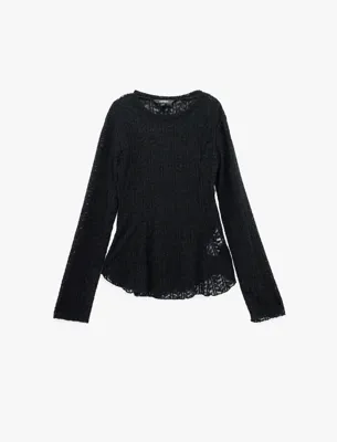 Koton Slim Fit Uzun Kollu Yuvarlak Yaka Peplum Dantel Tişört