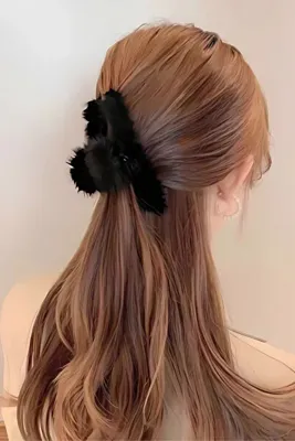 Diloshtrend Design Siyah Peluş Mandal Toka (12 CM)
