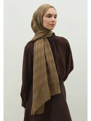 Fresh Scarfs NARA PAMUK FLOŞ JAKARLI ŞAL TOPRAK