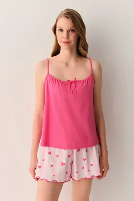 SUWEN Cherry Pamuklu Atlet Şort Pijama Takımı