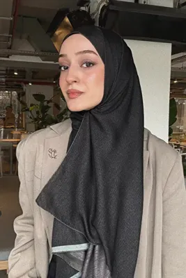 Madame Polo Çift Taraflı Premium Şal Dokulu Desen - Füme