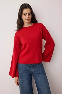 TRENDYOLMİLLA Koyu Kırmızı More Sustainabe Basic Triko Kazak TWOAW25KZ00313