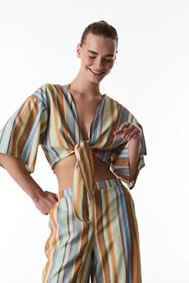 Penti Carrie Çizgili Kısa Kollu Bikini Üstü