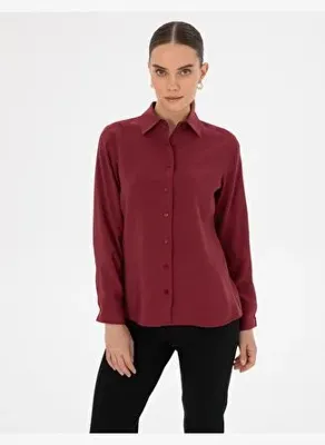 Pierre Cardin Kadın Mürdüm Regular Fit Uzun Kollu Gömlek 50318195-VR074