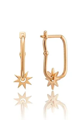 Söğütlü Silver 925 Ayar Gümüş Küpe Rodajlı Yıldız Motifli Geometrik Sallantılı Kadın Göçmen Küpe SGTL13579RODAJ