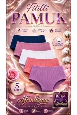 Afrodizyac 5'li Fitilli Yüksek Bel Extra Yumuşak Ve Extra esnek Külot