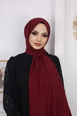 HAR-UM Ticaret Tesettür Kadın Bambu Kraş Şal Bordo
