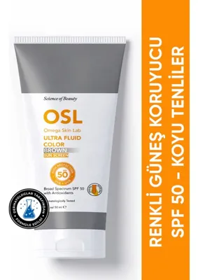 Osl Omega Skin Lab - Renkli Güneş Koruyucu Spf 50 Koyu Tenliler İçin Güneş Kremi - Ultra Fluid Spf 50 Color Brown
