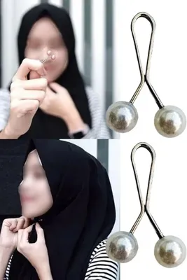 Genel Markalar 12 Adet Tesettür Eşarp Ve Şal Klipsi Inci Metal 12Li Eşarp Türban Sabitleyici Aparat Klips