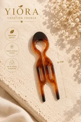 yiora Kadın Nostaljik Desenli Kaydırmaz Dayanıklı Fransız Model French Pin Topuz Tokası Küçük Boy 9cm