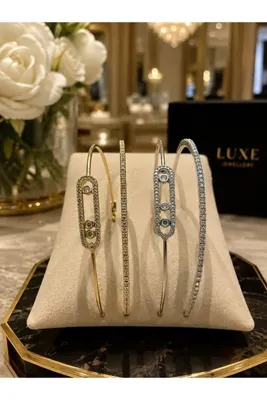 kems jewels Messika Model Altın Kaplama Çelik Kelepçe Bileklik