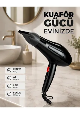 Epilons 2200W Güçlü Motorlu Ergonomik Fön Makinesi