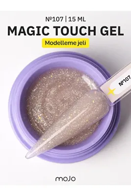 MOJO Tırnak Yapılandırma Jeli Magic Touch №107 (15 ml) – Bej Protez Tırnak Uzatma Modelleme UV LED Nail Art Jel