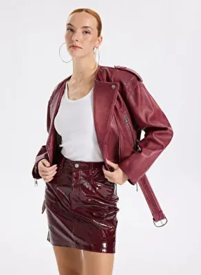BOSS Bordo Kadın Deri Ceket 50543026