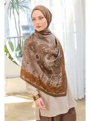 Silk Home Urban Hours Flower Yeşil Kahve Mayda Şal
