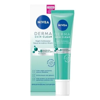 NIVEA Nivea Derma Skin Clear Night Exfoliator Gece Arındırıcı Krem 40ml