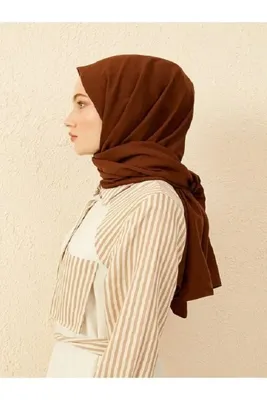 Madame Polo Luxury Pamuk Kraş Şal-kahve