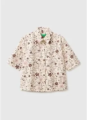 United Colors Of Benetton Kadın Krem %100 Pamuk Regular Fit Gömlek
