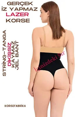 korsefabrika trend mood store GERÇEK LAZER Yüksek Bel- STRİNG TANGA -Toparlayıcı- Sıkılaştırıcı- İz Yapmayan- Dikişsiz Kadın Korse