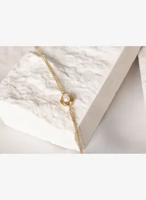 Safir Mücevher Altın Çiçek İnci Bileklik