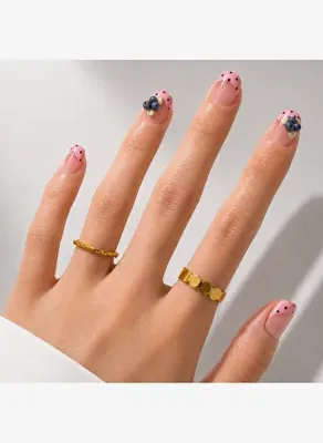 Takma Takma Pembe Nail Art Kısa Balerin El Yapımı Jel Tırnak KKBL-3542