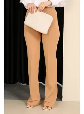 İmaj Butik Camel Çimalı İspanyol Paça Pantolon