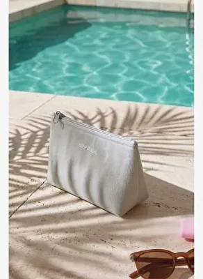 Ocean Home Textile Termal Astarlı Su İtici Leke Tutmaz Gri Renk Jüt Keten Makyaj İlaç Çantası 19 x 13 x 7 cm