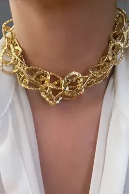 Sose Moda Yıldız Işli Üç Sıra Gold Zincir Kolye