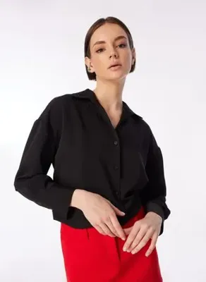 Didem Soydan X Fabrika Oversize Çizgili Siyah Kadın Gömlek D140