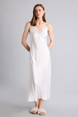 DeFacto Relaxed Fit Kolsuz Saten Gecelik