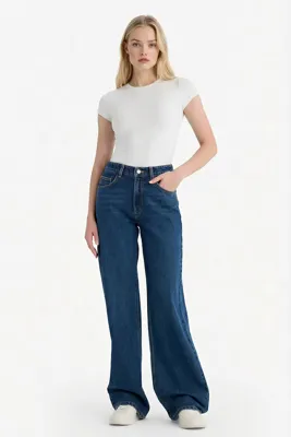 Defacto Straight Wide Yüksek Bel Jean