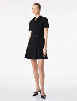 Koton Slim Fit Kısa Kollu Gömlek Yaka Düğmeli Metal Aksesuarlı Mini Elbise