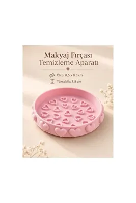 Lunera Accessories Makyaj Fırçası Temizleme Aparatı 3d Baskı Kalp Desenli Fırça Yıkama Aparatı 8,5 Cm Pembe