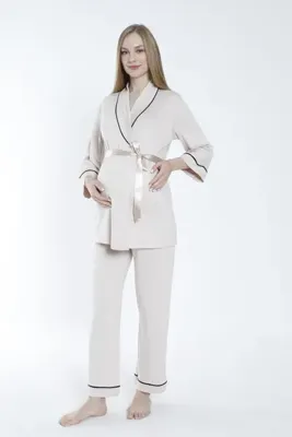 Miss Dünya Lissa Önden Bağlamalı Şerit Yakalı Hamile ve Lohusa Pijama Takımı