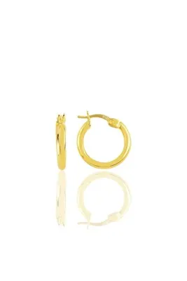 Söğütlü Silver Gümüş altın yaldızlı 14 mm şarnel halka küpe SGTL12414GOLD
