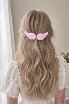 Cinderella 2'li Pembe Melek Kanadı Tasarım Cosplay Saç Tokası - Y2k Kawaii Peluş Klipsli Pens Toka Seti
