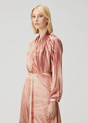 Kiton Pembe Desenli İpek Bluz