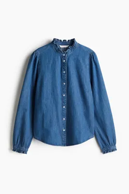 H&M Fırfırlı Kot Bluz