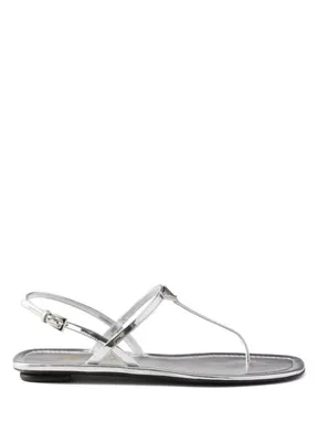 Prada Metalik Deri Kadın Thong Sandalet 