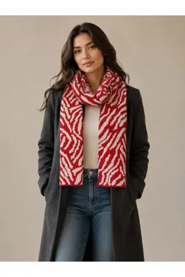 Sebir Moda Zebra Desenli Triko Atkı