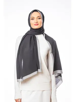 Chale Monde Düz Desen Modal Seri Şal Askısı ile Birlikte 75x200 cm Siyah Gri