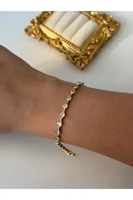 Charmist Çelik gold full zirkon mini petek bileklik