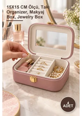 Yenilig 4 Adet Makyaj ve Takı Kutusu – 15X15 cm Ölçü, Takı Organizer, Makyaj Box, Jewelry Box
