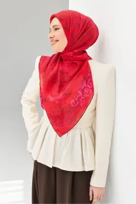 Silk Home Monare Eşarp Etnik Motif Bayrak Kırmızı 90x90