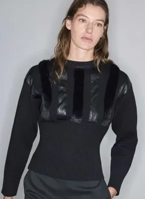 İpekyol IW6260050277 Siyah Kadın Bisiklet Yaka Fitted Triko Kazak